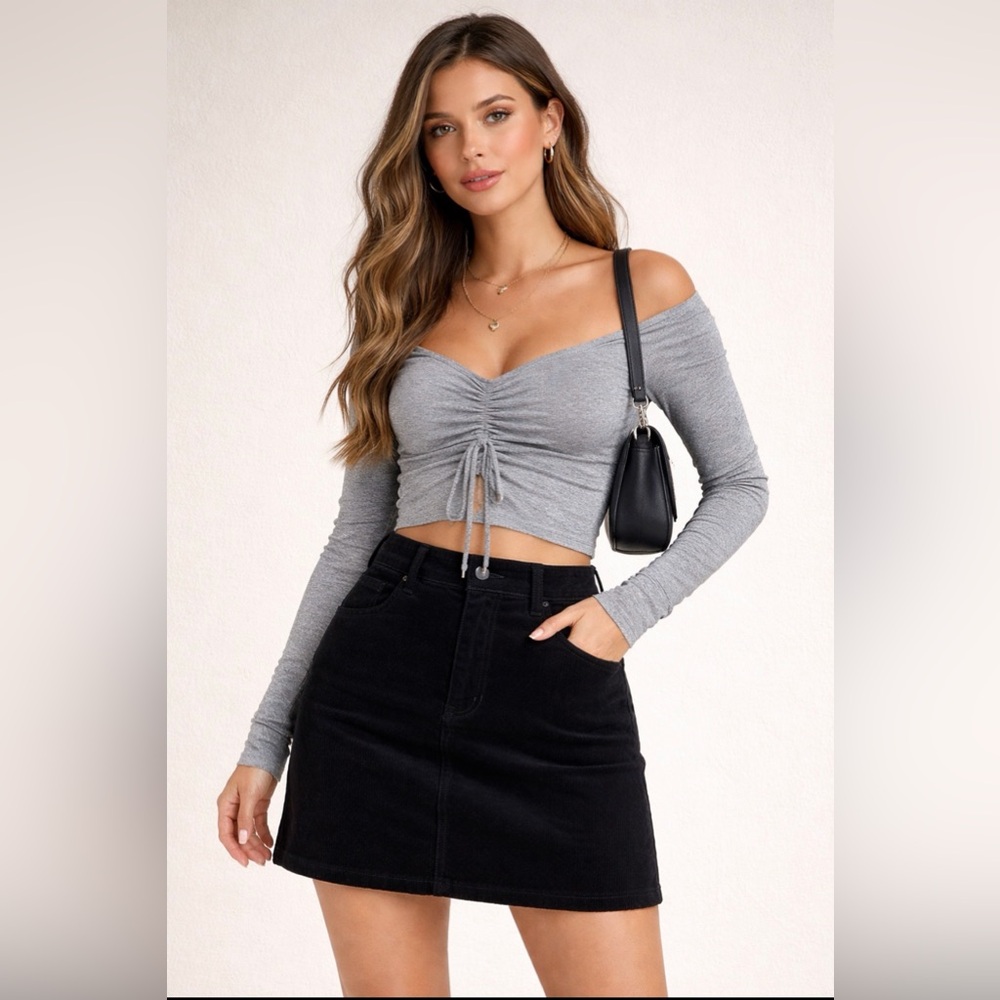 Gianni Bini Black Corduroy Mini Skirt